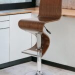28-Inch Modern Brown And Silver Adjustable Faux Leather Bar Stool