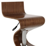 28-Inch Modern Brown And Silver Adjustable Faux Leather Bar Stool