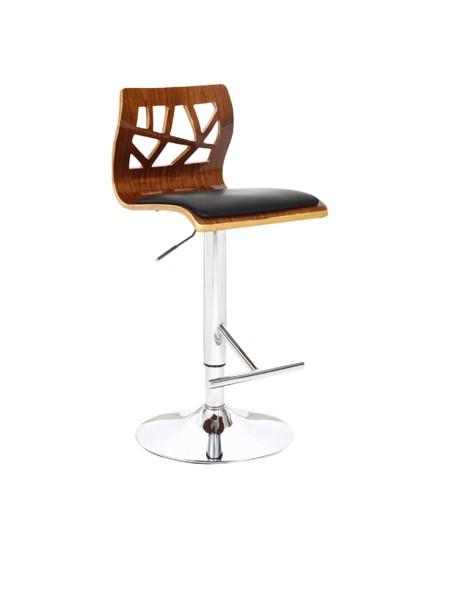 Adjustable Black Brown and Silver Modern Low Back Bar Stool 2 Adjustable Black Brown and Silver Modern Low Back Bar Stool - Image 2