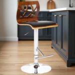 Adjustable Black Brown and Silver Modern Low Back Bar Stool 6 Adjustable Black Brown and Silver Modern Low Back Bar Stool