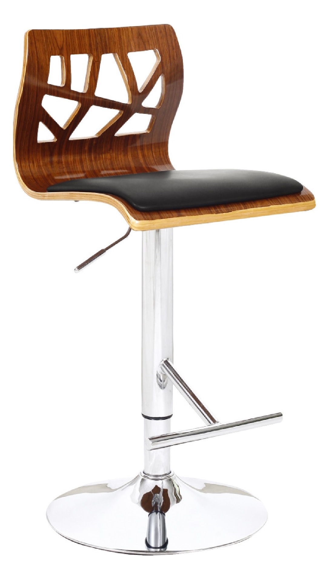 Adjustable Black Brown and Silver Modern Low Back Bar Stool 3 Adjustable Black Brown and Silver Modern Low Back Bar Stool - Image 3