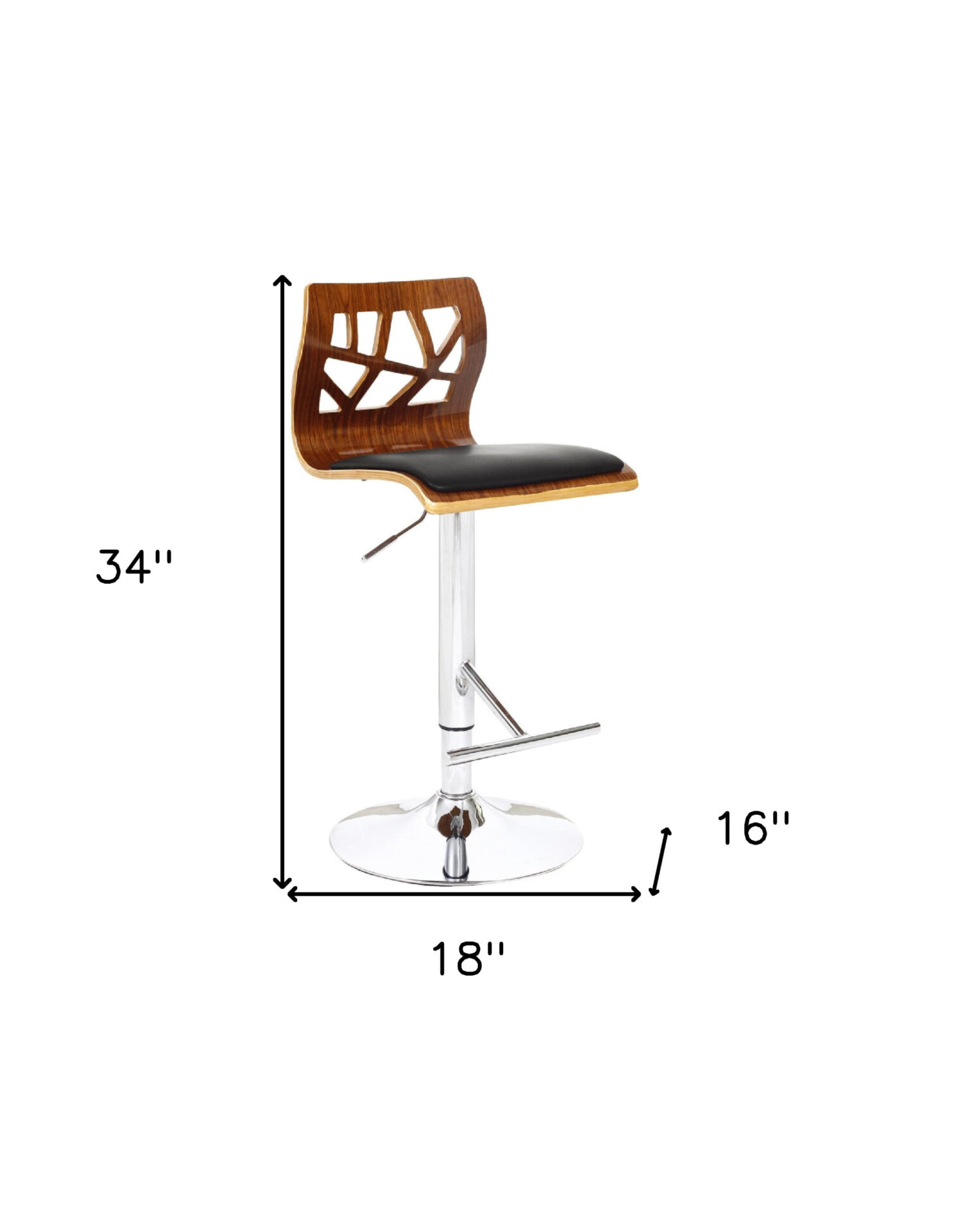 Adjustable Black Brown and Silver Modern Low Back Bar Stool 5 Adjustable Black Brown and Silver Modern Low Back Bar Stool - Image 5