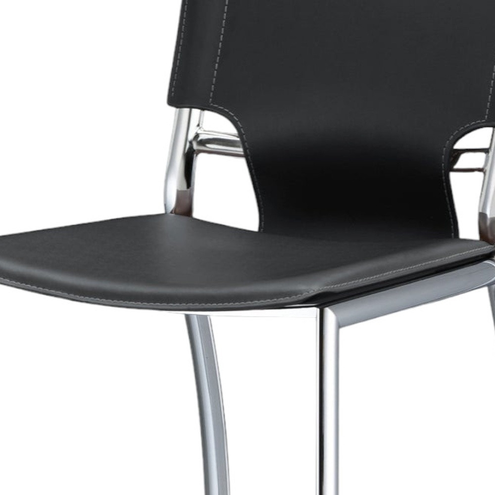 25" Gray and Silver Modern Faux Leather Bar Stools, Set of 2 4 25" Gray and Silver Modern Faux Leather Bar Stools, Set of 2 - Image 4