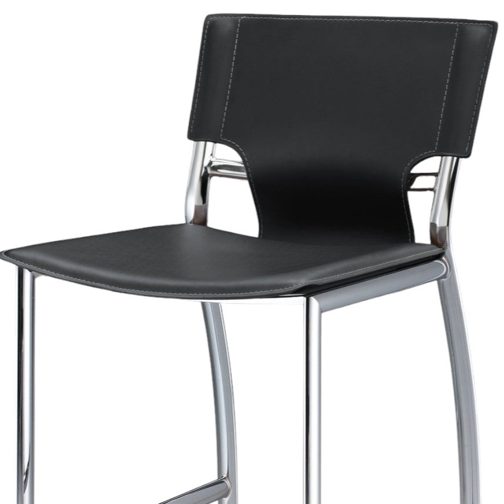 25" Gray and Silver Modern Faux Leather Bar Stools, Set of 2 5 25" Gray and Silver Modern Faux Leather Bar Stools, Set of 2 - Image 5