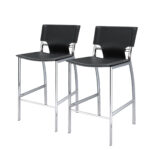25" Gray and Silver Modern Faux Leather Bar Stools, Set of 2 10 25" Gray and Silver Modern Faux Leather Bar Stools, Set of 2