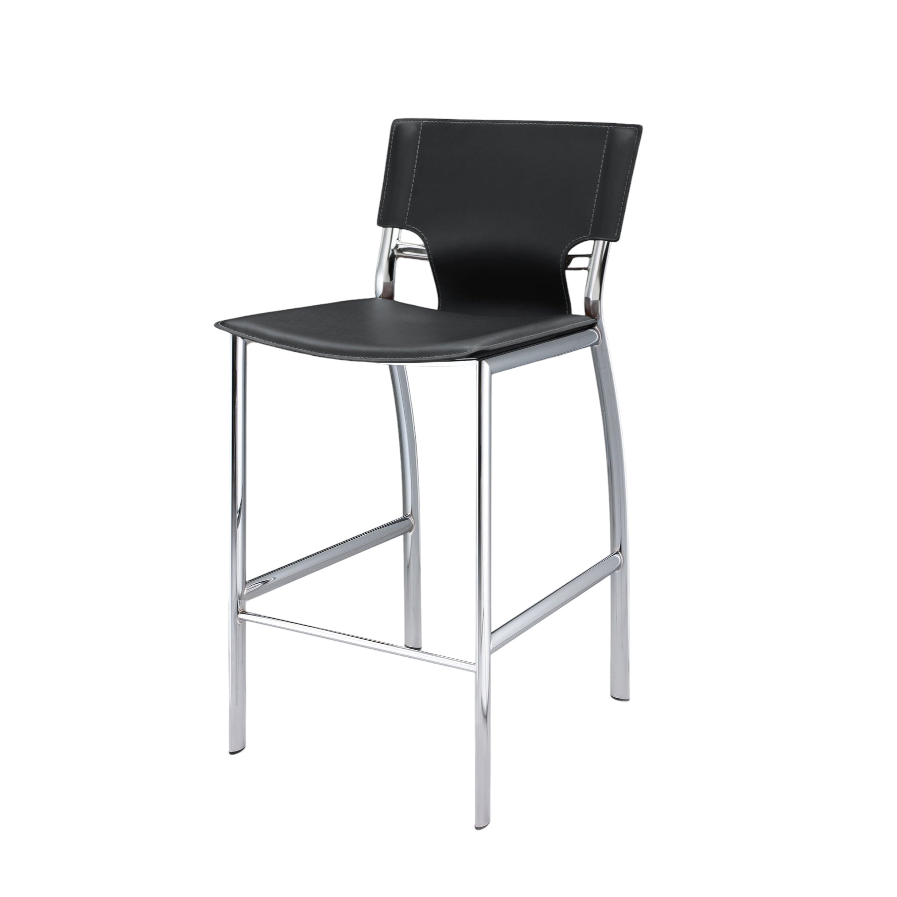25" Gray and Silver Modern Faux Leather Bar Stools, Set of 2 3 25" Gray and Silver Modern Faux Leather Bar Stools, Set of 2 - Image 3