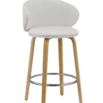 26 Inch Modern White Faux Leather and Metal Bar Stools (Set of 2)