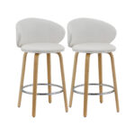 26 Inch Modern White Faux Leather and Metal Bar Stools (Set of 2)