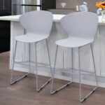 26 Inch Gray Low Back Modern Counter Height Bar Stools (Set of 2)