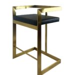 26 Inch Black and Gold Faux Leather Bar Stool