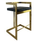 26 Inch Black and Gold Faux Leather Bar Stool