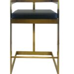26 Inch Black and Gold Faux Leather Bar Stool