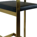 26 Inch Black and Gold Faux Leather Bar Stool