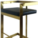 26 Inch Black and Gold Faux Leather Bar Stool