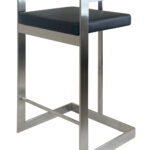 26-Inch Black and Silver Modern Faux Leather Bar Stool