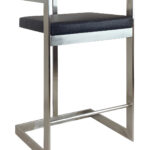 26-Inch Black and Silver Modern Faux Leather Bar Stool