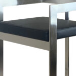 26-Inch Black and Silver Modern Faux Leather Bar Stool
