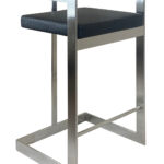 26-Inch Black and Silver Modern Faux Leather Bar Stool