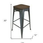 30 Inch Brown and Gunmetal Backless Bar Stools (Set of 4)