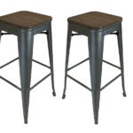 30 Inch Brown and Gunmetal Backless Bar Stools (Set of 4)