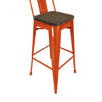 30 Inch Brown and Orange Modern Bar Stools with Footrest (4)