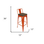 30 Inch Brown and Orange Modern Bar Stools with Footrest (4)