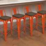 30 Inch Brown and Orange Modern Bar Stools with Footrest (4)