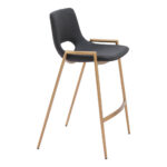 26 Inch Black Gold Faux Leather Bar Stools Set of 2