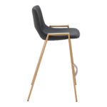26 Inch Black Gold Faux Leather Bar Stools Set of 2