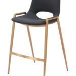 26 Inch Black Gold Faux Leather Bar Stools Set of 2