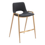 26 Inch Black Gold Faux Leather Bar Stools Set of 2