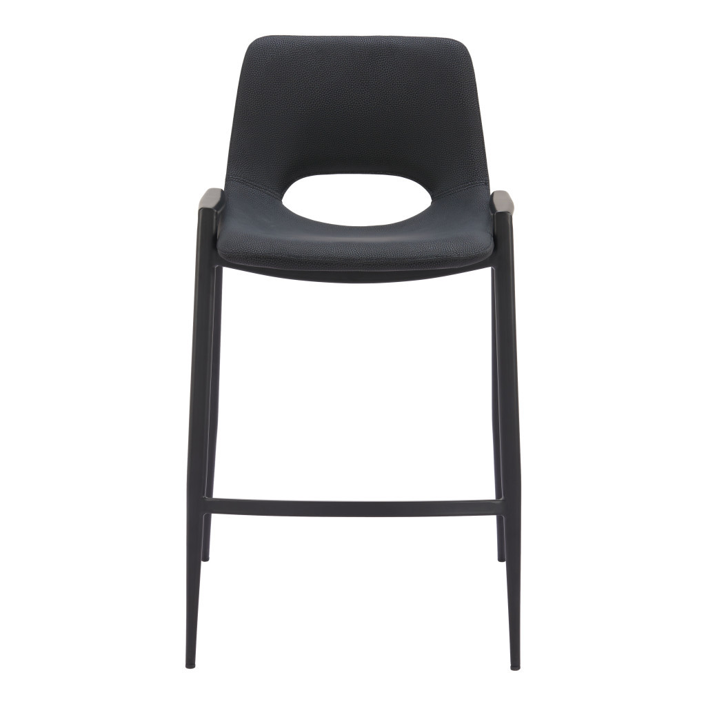 26 Inch Black Faux Leather Steel Bar Stools Set of 2 4 26 Inch Black Faux Leather Steel Bar Stools Set of 2 - Image 4