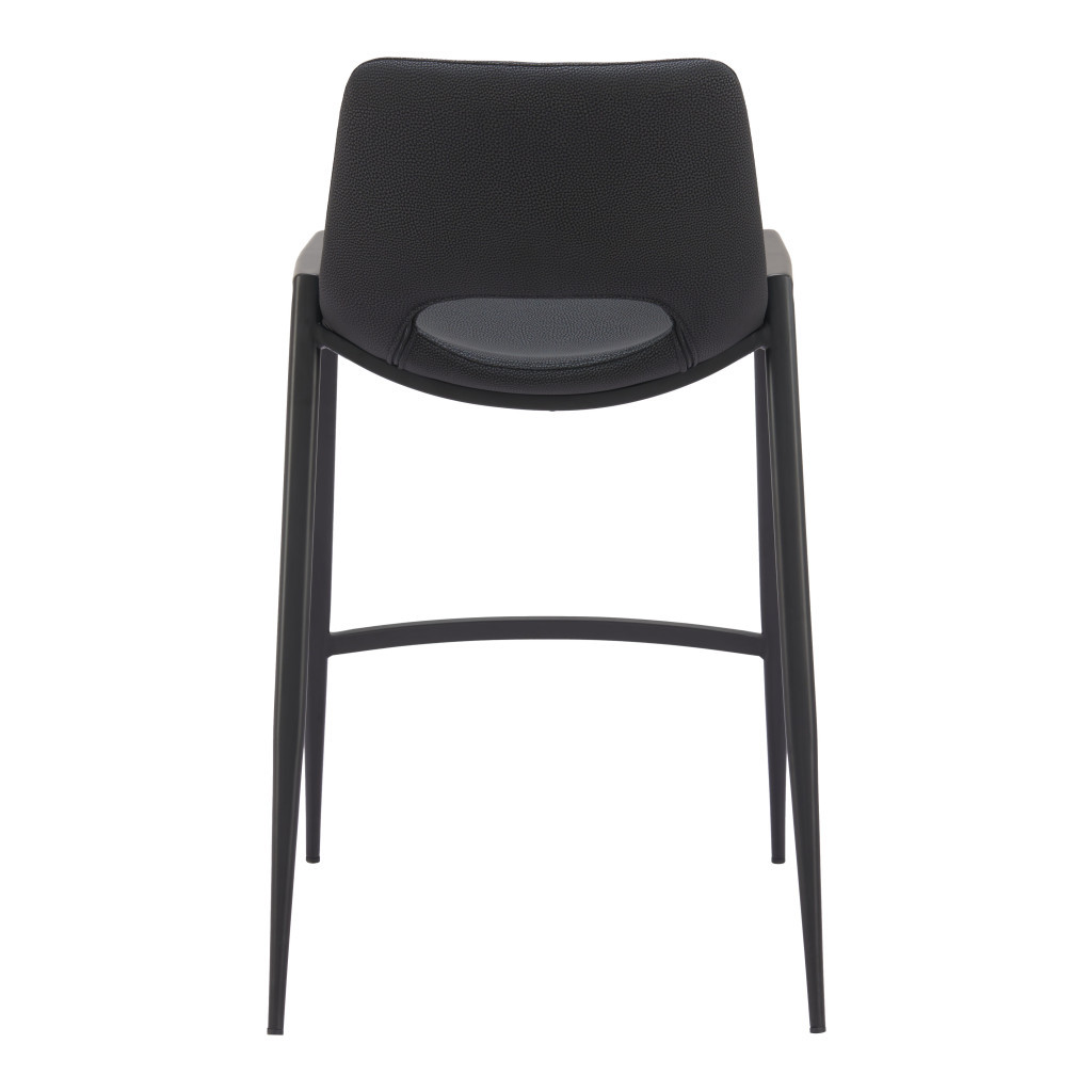 26 Inch Black Faux Leather Steel Bar Stools Set of 2 6 26 Inch Black Faux Leather Steel Bar Stools Set of 2 - Image 6