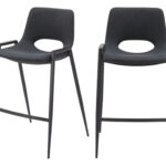 26 Inch Black Faux Leather Steel Bar Stools Set of 2 11 26 Inch Black Faux Leather Steel Bar Stools Set of 2