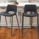 26 Inch Black Faux Leather Steel Bar Stools Set of 2 10 26 Inch Black Faux Leather Steel Bar Stools Set of 2