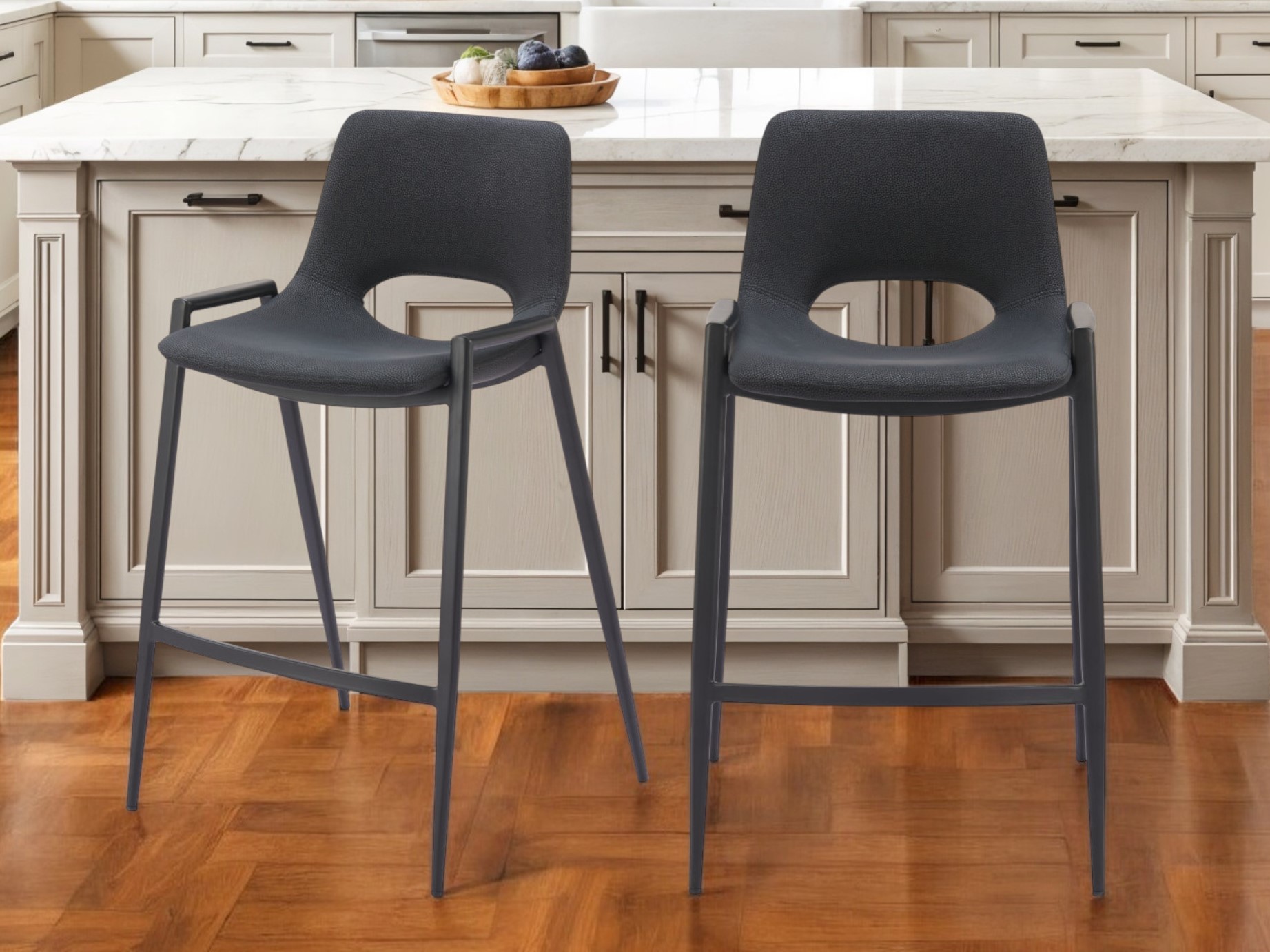 26 Inch Black Faux Leather Steel Bar Stools Set of 2 1 26 Inch Black Faux Leather Steel Bar Stools Set of 2