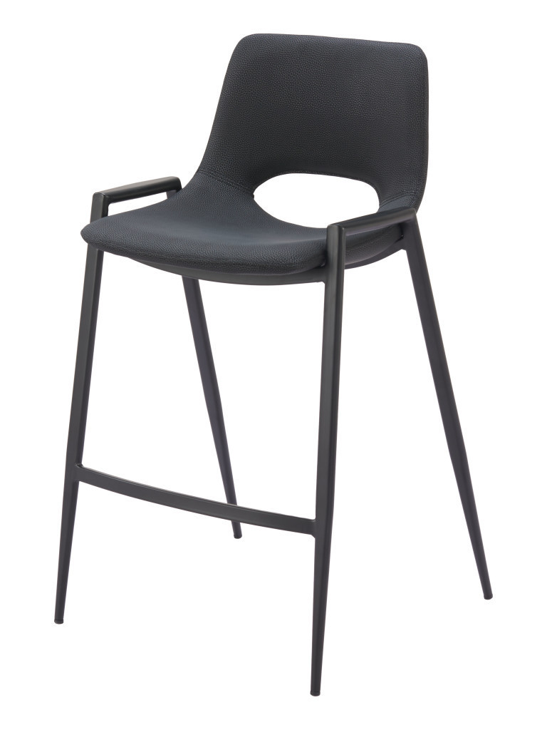 26 Inch Black Faux Leather Steel Bar Stools Set of 2 3 26 Inch Black Faux Leather Steel Bar Stools Set of 2 - Image 3