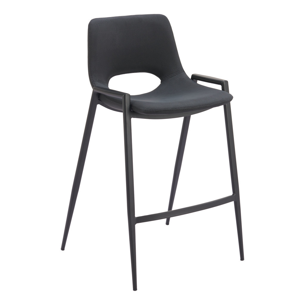 26 Inch Black Faux Leather Steel Bar Stools Set of 2 5 26 Inch Black Faux Leather Steel Bar Stools Set of 2 - Image 5