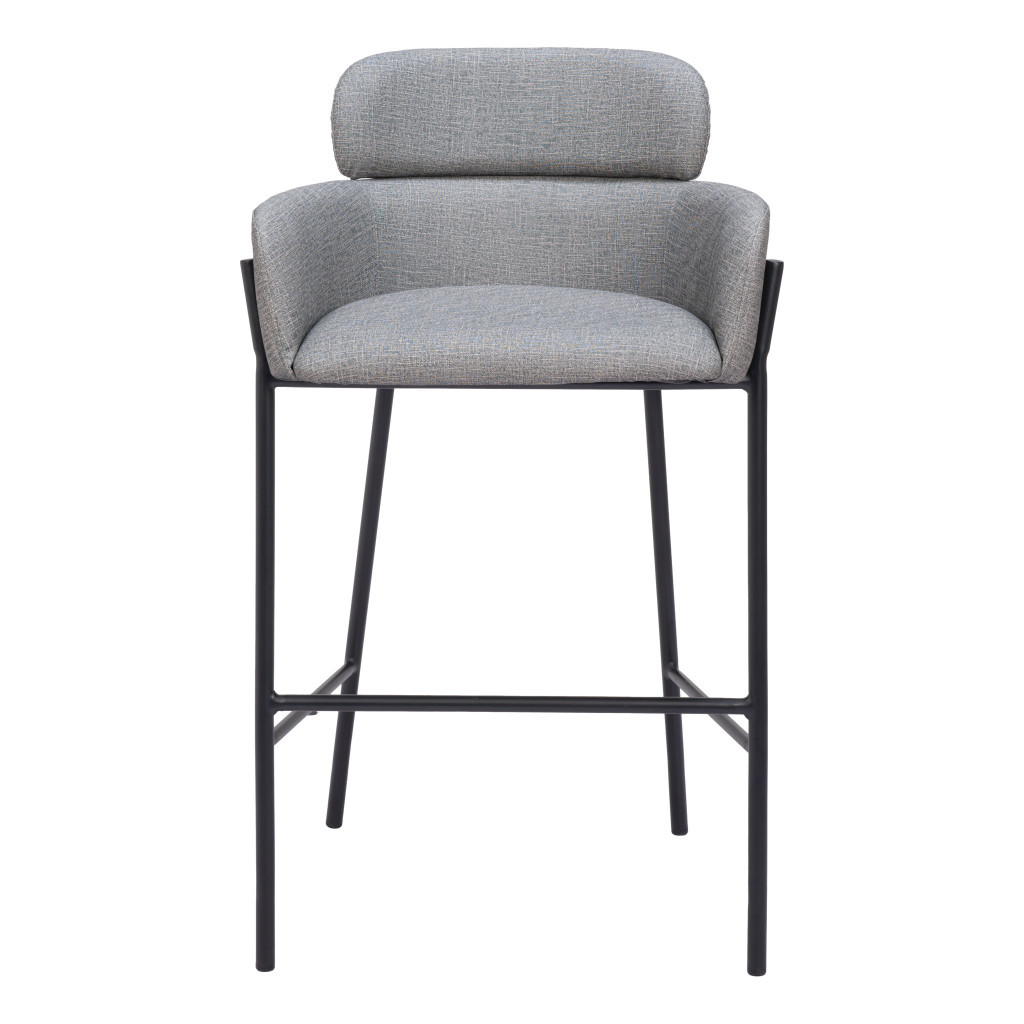 30-Inch Slate Gray and Black Modern Bar Stool 2 30-Inch Slate Gray and Black Modern Bar Stool - Image 2