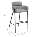30-Inch Slate Gray and Black Modern Bar Stool 18 30-Inch Slate Gray and Black Modern Bar Stool