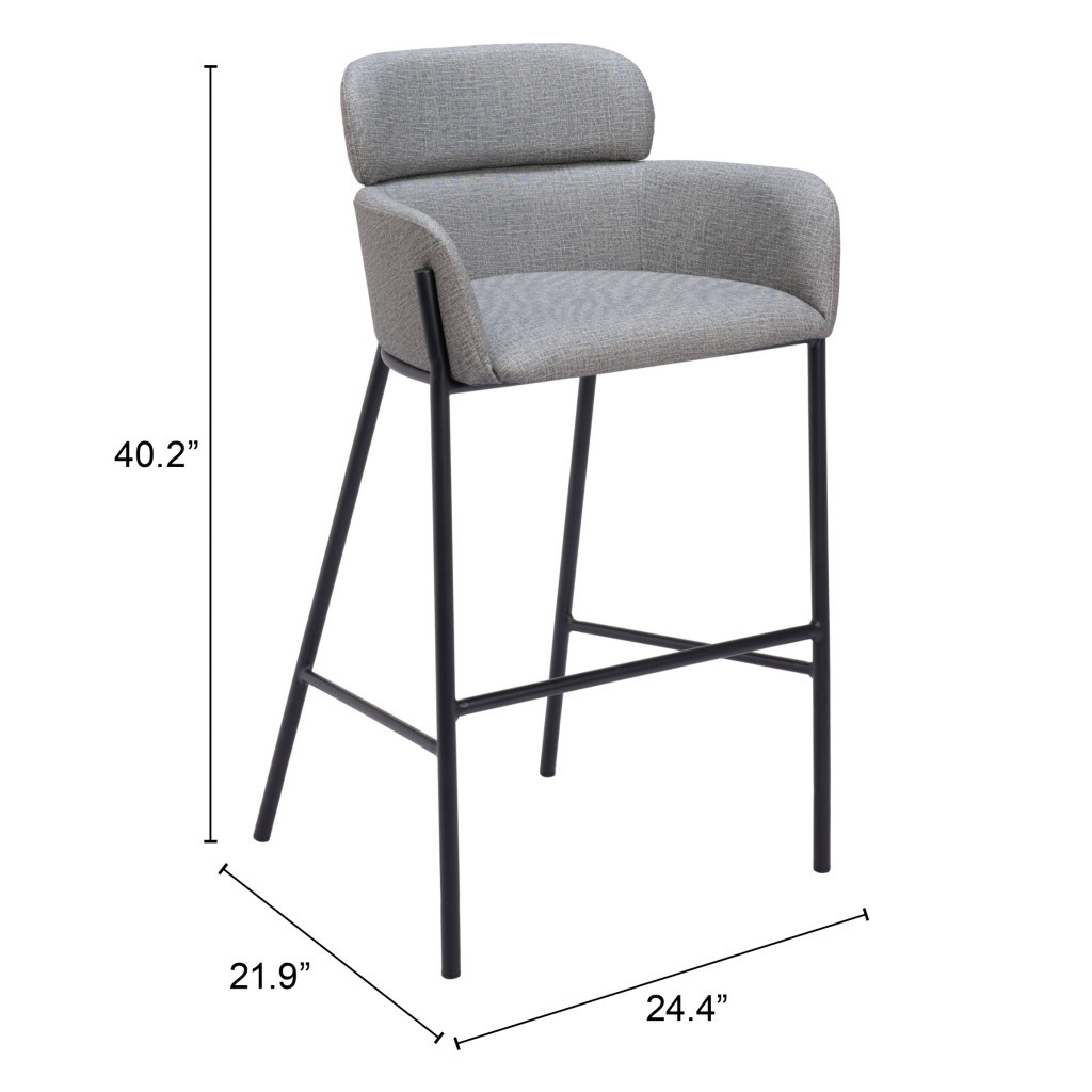 30-Inch Slate Gray and Black Modern Bar Stool 9 30-Inch Slate Gray and Black Modern Bar Stool - Image 9