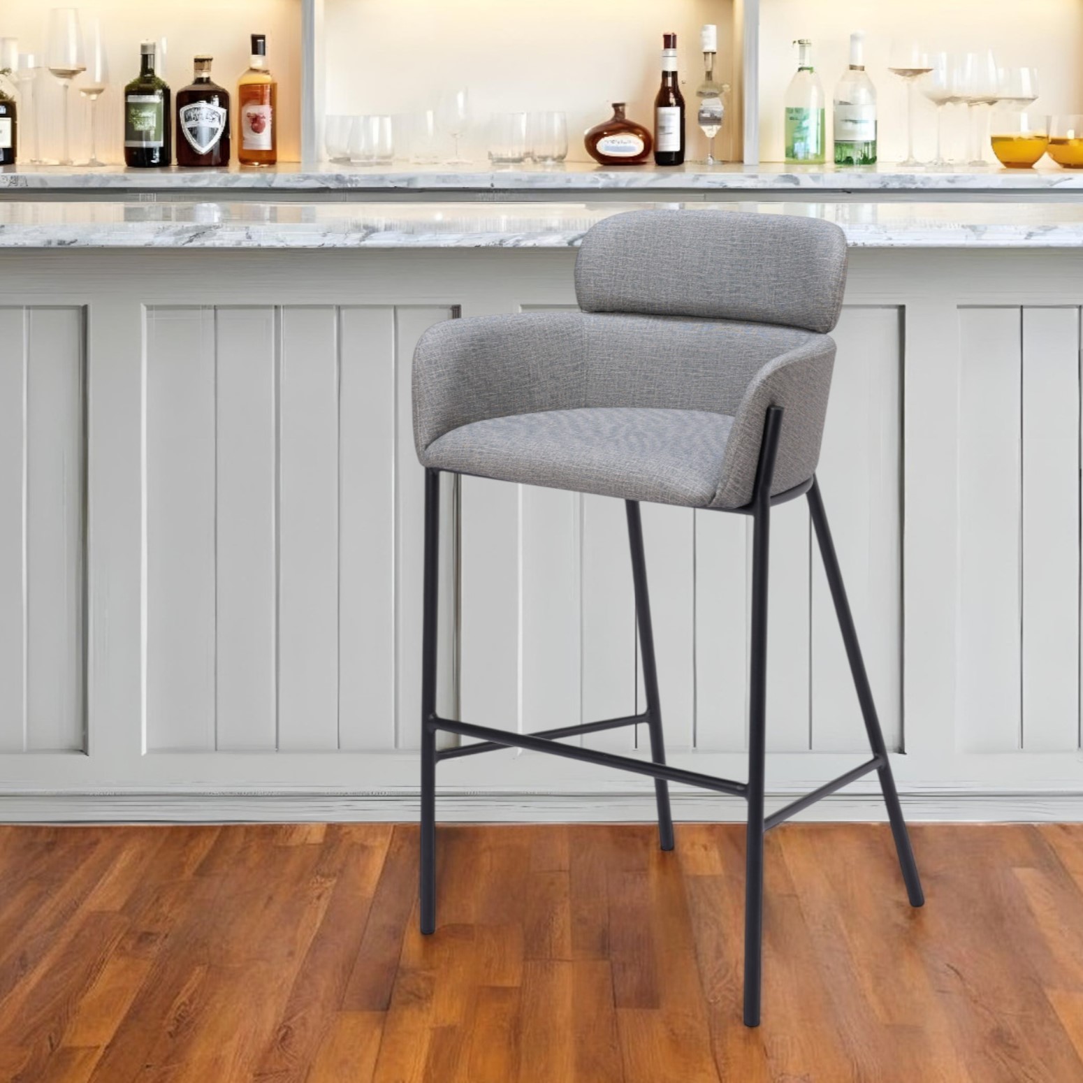 30-Inch Slate Gray and Black Modern Bar Stool 1 30-Inch Slate Gray and Black Modern Bar Stool