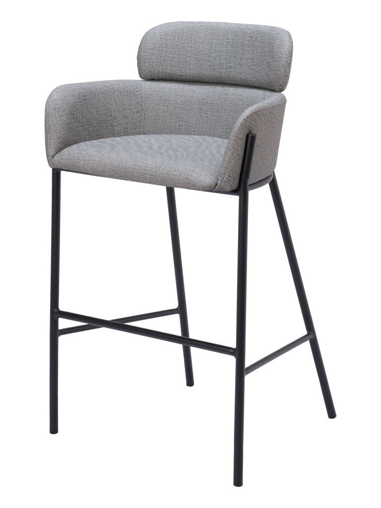 30-Inch Slate Gray and Black Modern Bar Stool 3 30-Inch Slate Gray and Black Modern Bar Stool - Image 3