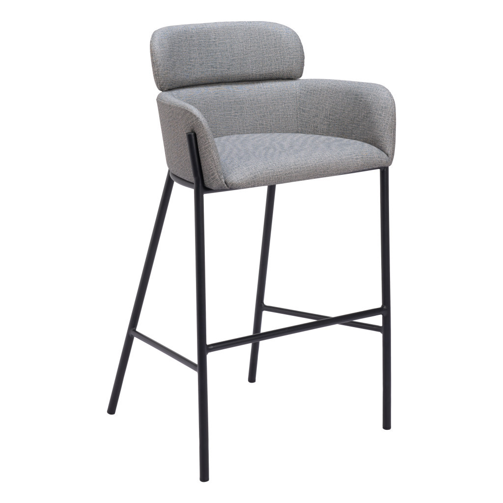 30-Inch Slate Gray and Black Modern Bar Stool 5 30-Inch Slate Gray and Black Modern Bar Stool - Image 5