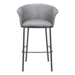 30 Inch Gray Black Faux Leather Steel Modern Bar Stool