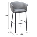 30 Inch Gray Black Faux Leather Steel Modern Bar Stool