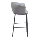 30 Inch Gray Black Faux Leather Steel Modern Bar Stool