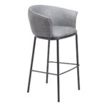 30 Inch Gray Black Faux Leather Steel Modern Bar Stool