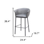 30 Inch Gray Black Faux Leather Steel Modern Bar Stool