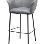 30 Inch Gray Black Faux Leather Steel Modern Bar Stool